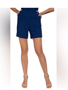 MARCIANO Debby Shorts XS Navy Gold Button High Rise Nautical NWT